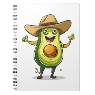 Leuke grappige groene avocado cowboy print notitieboek