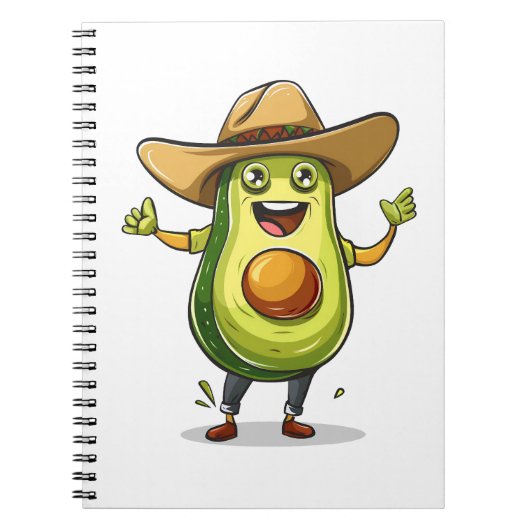 Leuke grappige groene avocado cowboy print notitieboek (Voorkant)
