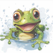 Leuke Grappige groene kikker Sticker (Voorkant)