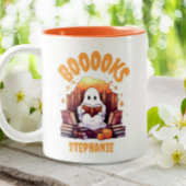 Leuke Grappige Halloween Ghost lezen Boeken Custom Tweekleurige Koffiemok