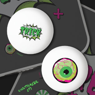 Leuke grappige Halloween 'Trick' met 'Zombie Eyeba Pingpongbal