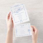 Leuke Grappige Hand Getekende Doodle Bruiloft All In One Uitnodiging (Afscheurbaar)