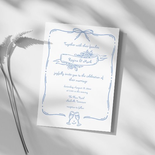 Leuke Grappige Hand Getekende Doodle Bruiloft Kaart
