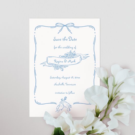 Leuke Grappige Hand Getekende Doodle Bruiloft Save The Date