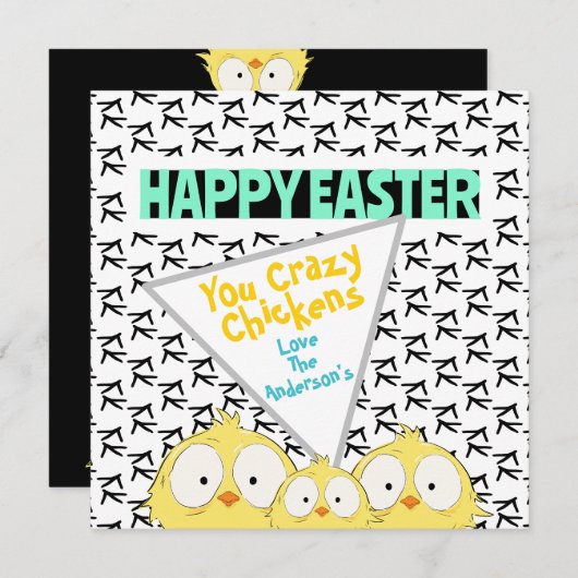 Leuke grappige "Happy Easter You Crazy Chickens" | Feestdagenkaart (Voorkant / Achterkant)