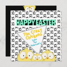 Leuke grappige "Happy Easter You Crazy Chickens" | Feestdagenkaart