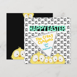 Leuke grappige "Happy Easter You Crazy Chickens" Feestdagenkaart