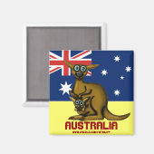 Leuke grappige kangoeroe Australië magneet (Voorkant / Achterkant)