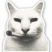Leuke Grappige Kat Meme Rokt Sigaret Sticker (Voorkant)