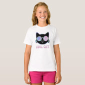 Leuke grappige kat met een funky bril t-shirt (Voorkant volledig)