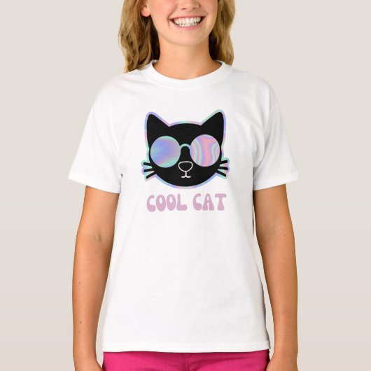 Leuke grappige kat met een funky bril t-shirt (Voorkant)