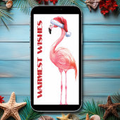 Leuke Grappige Kerstman Flamingo Strand Kerst Foto Feestdagenkaart