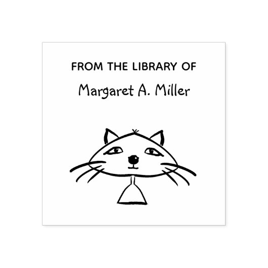 Leuke Grappige Kunst Kat Uit De Bibliotheek Persoo Rubberstempel (Afrduk)