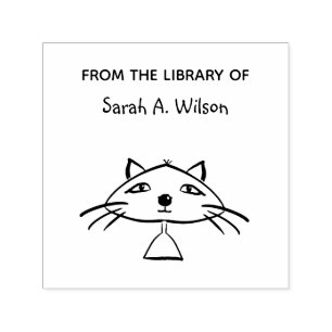 Leuke Grappige Kunst Kat Uit De Bibliotheek Persoo Zelfinktende Stempel