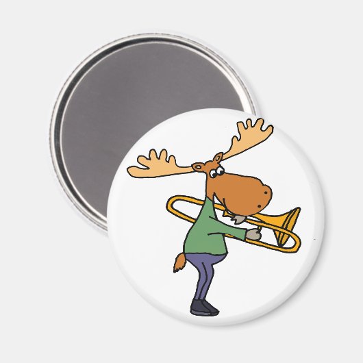Leuke Grappige Moose Spelen Trombone Art Magneet (Voorkant / Achterkant)