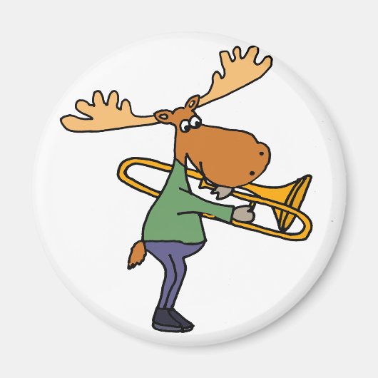 Leuke Grappige Moose Spelen Trombone Art Magneet (Voorkant)