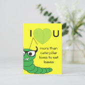 Leuke grappige nerd caterpillar Valentijnsdag Feestdagenkaart (Staand voorkant)