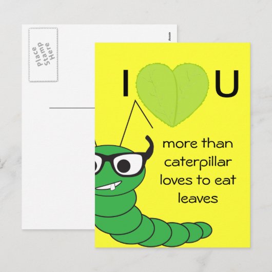 Leuke grappige nerd caterpillar Valentijnsdag Feestdagenkaart (Voorkant / Achterkant)