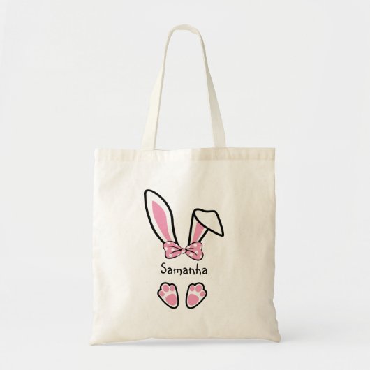 Leuke Grappige Paashaas Roze Jager Tote Bag (Voorkant)
