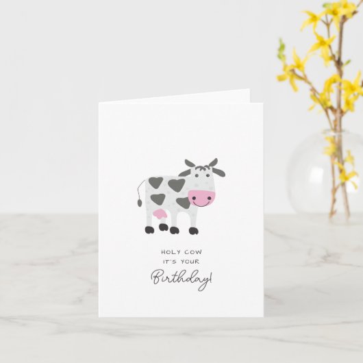 Leuke Grappige Punny Holy Koe Het is je geboorteda Kaart (Gele Bloem)