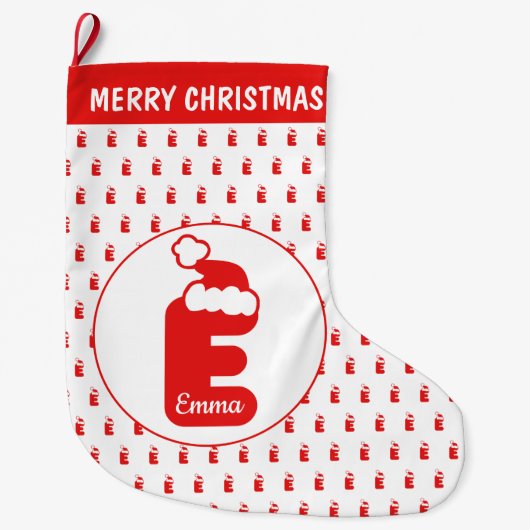 Leuke Grappige Sinterklaas Pet Patroon Monogrammed Grote Kerstsok (Voorkant)