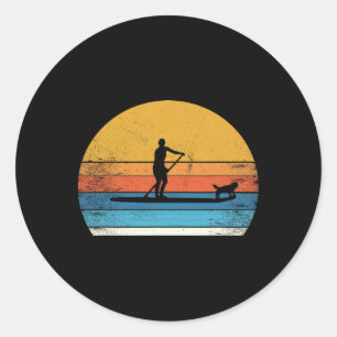 Leuke Grappige Stand Up Paddle Board Hond Sup Padd Ronde Sticker