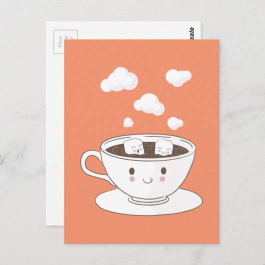 Leuke grappige suikerkubussen die in koffiekop briefkaart (Voorkant / Achterkant)