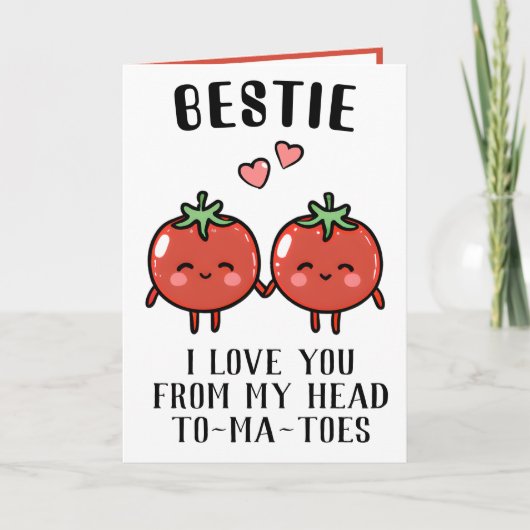 Leuke Grappige Tomaat Pun Beste Vriend Gelukkige V Bedankkaart (Voorkant)