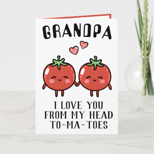 Leuke Grappige Tomaat Pun Grootvader Gelukkige Ver Bedankkaart (Voorkant)