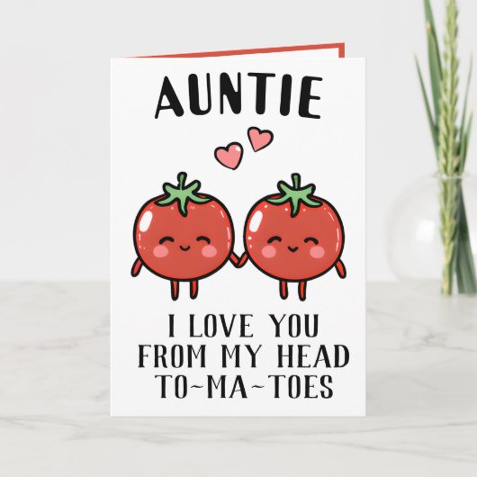 Leuke Grappige Tomaat Pun Tante Gelukkige Verjaard Bedankkaart (Voorkant)