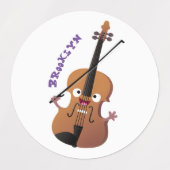 Leuke grappige viool muzikale cartoon karakter lab labels (Design 2)