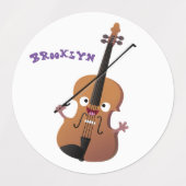 Leuke grappige viool muzikale cartoon karakter lab labels (Design 1)