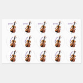 Leuke grappige viool muzikale cartoon karakter lab labels (Vel)