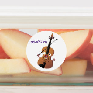 Leuke grappige viool muzikale cartoon karakter lab labels