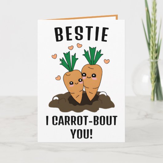 Leuke Grappige Wortel Pun Beste Vriend Gelukkige V Bedankkaart (Voorkant)