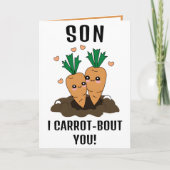 Leuke Grappige Wortel Pun Zoon Gelukkige Verjaarda Bedankkaart (Voorkant)