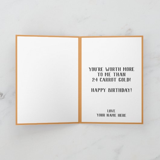 Leuke Grappige Wortel Pun Zoon Gelukkige Verjaarda Bedankkaart (Binnen)