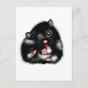 Leuke grappige zwarte witte Syrische hamster cadea Briefkaart