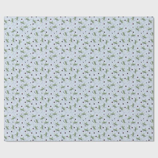 Leuke Grasshopper Bug Bonanza Groen Rood Pastel Bl Cadeaupapier (Vlak)