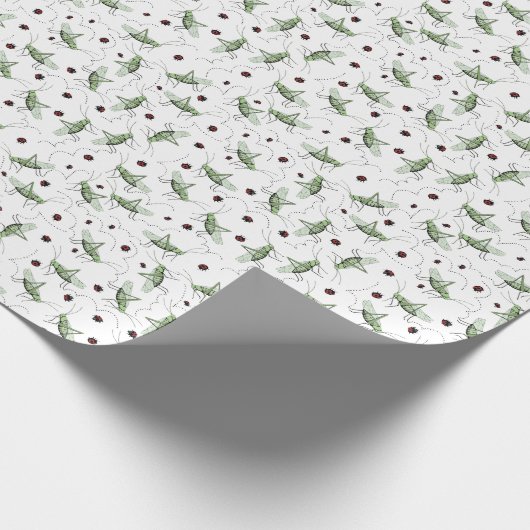 Leuke Grasshopper Bug Bonanza Schattige Groen & Ro Cadeaupapier (Hoek)