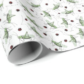Leuke Grasshopper Bug Bonanza Schattige Groen & Ro Cadeaupapier (Rol Hoek)