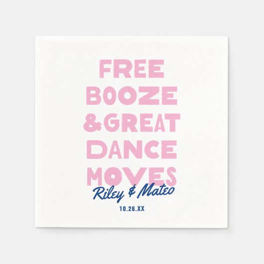 Leuke gratis drank en geweldige dansbewegingen bru servet (Voorkant)