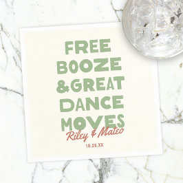 Leuke Gratis Drank & Geweldige Dansmoves Bruiloft Servet