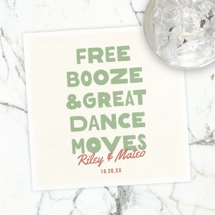 Leuke Gratis Drank & Geweldige Dansmoves Bruiloft Servet