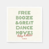 Leuke Gratis Drank & Geweldige Dansmoves Bruiloft Servet (Voorkant)
