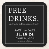 Leuke gratis Drinken Save the Date Kartonnen Onderzetters (Voorkant)