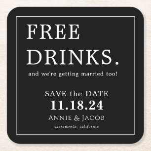 Leuke gratis Drinken Save the Date Kartonnen Onderzetters