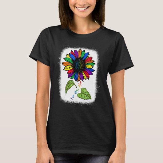 Leuke gratis mam knuffels regenboog zonnebloem lgb t-shirt (Voorkant)