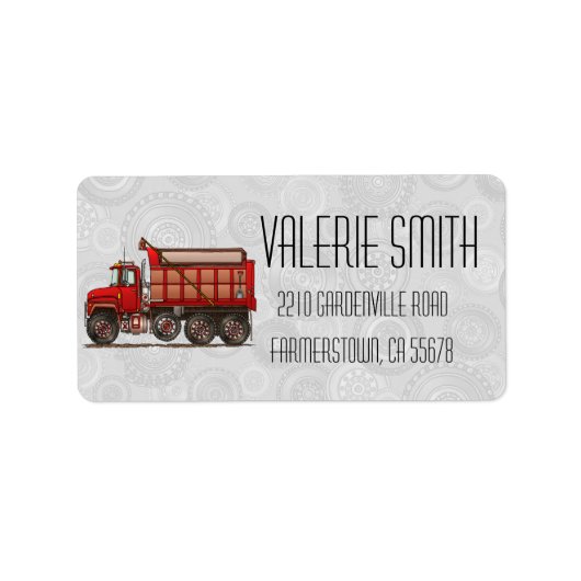 Leuke Gravel Dump Truck Etiket (Voorkant)