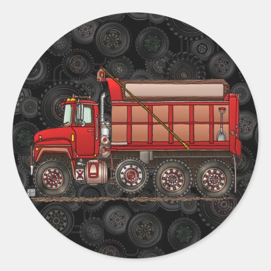 Leuke Gravel Dump Truck Ronde Sticker (Voorkant)
